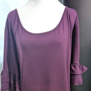Deep Purple short ruffle sleeve knee length dress